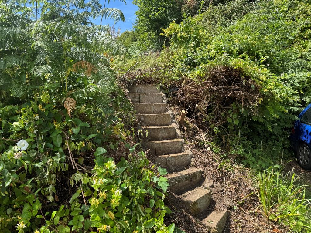 Lot: 75 - VILLAGE CENTRE LAND WITH POTENTIAL AND EXISTING SUMMER HOUSE - The Steps Leading up to the Site